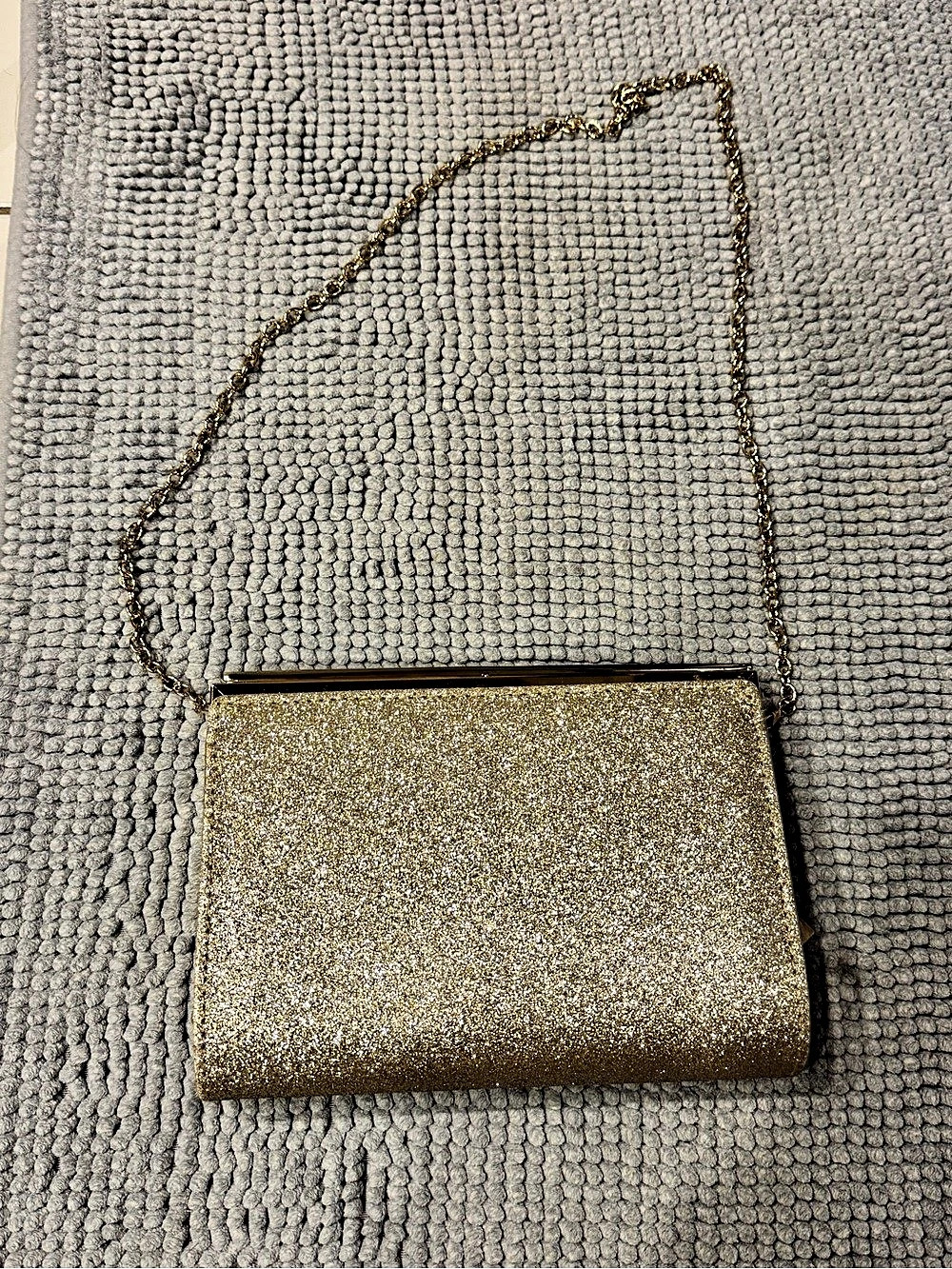 ALDO Gold Glitter Clutch With Chain
